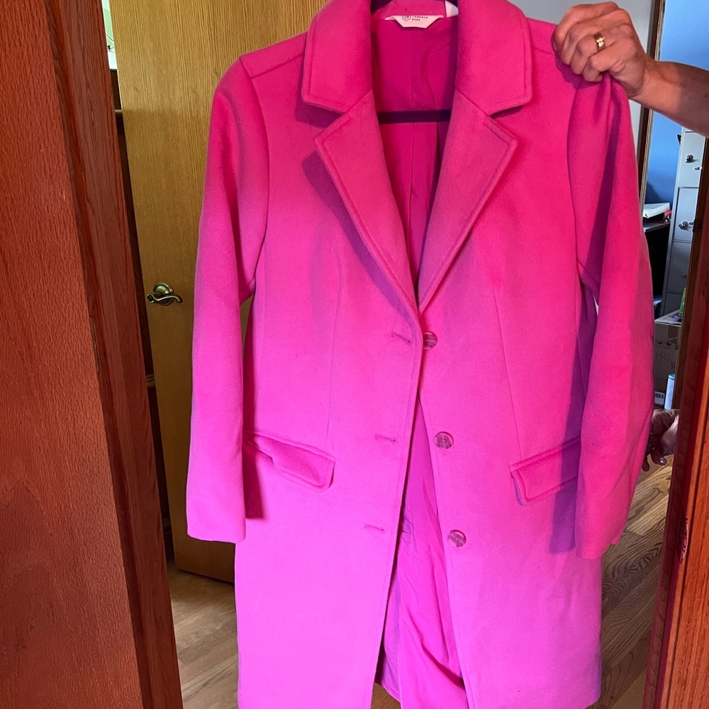 Candace Cameron Bure Pink Trench Coat with Notched Lapel